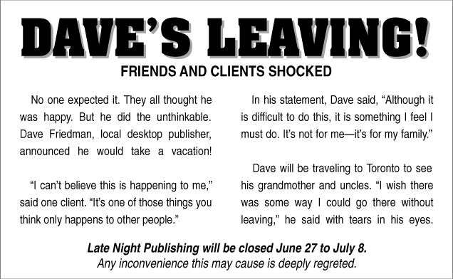 Dave's Leaving