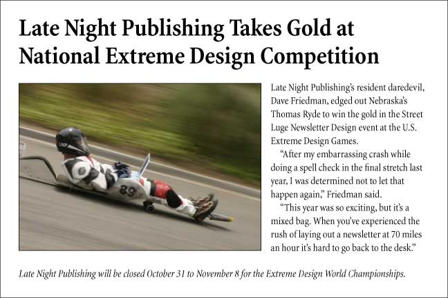 Late Night Publishing Takes Gold at National Extreme Design Competition