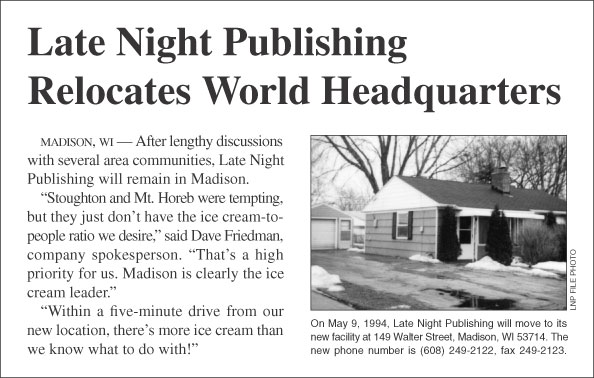 Late Night Publishing Relocates World Headquarters